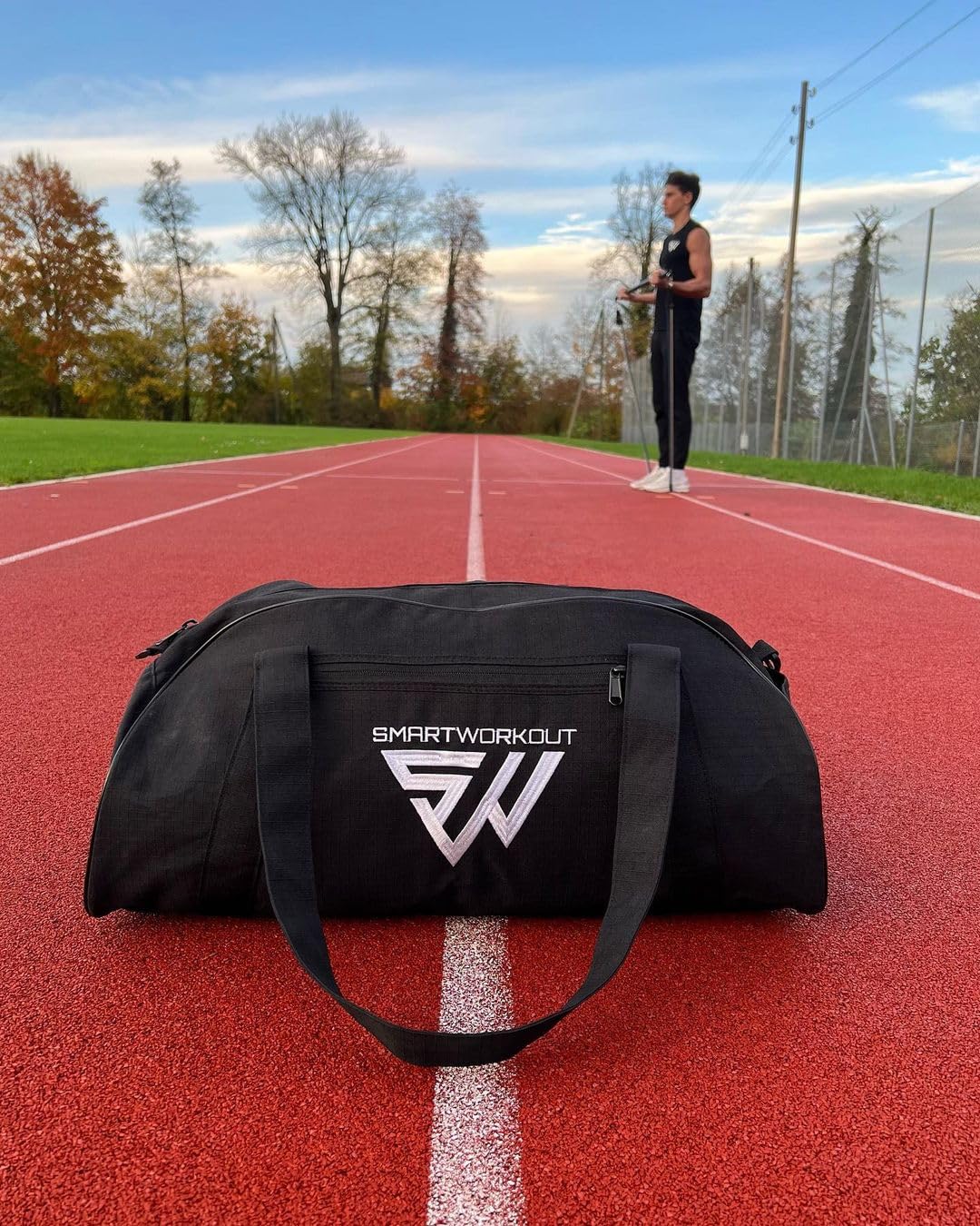 SmartWorkout - Sac de Sport 34 L - Duffel Bag Fitness Noir Unisex Léger et Grande Capacité - Anses, Bandoulière et 2 Poches Intérieures
