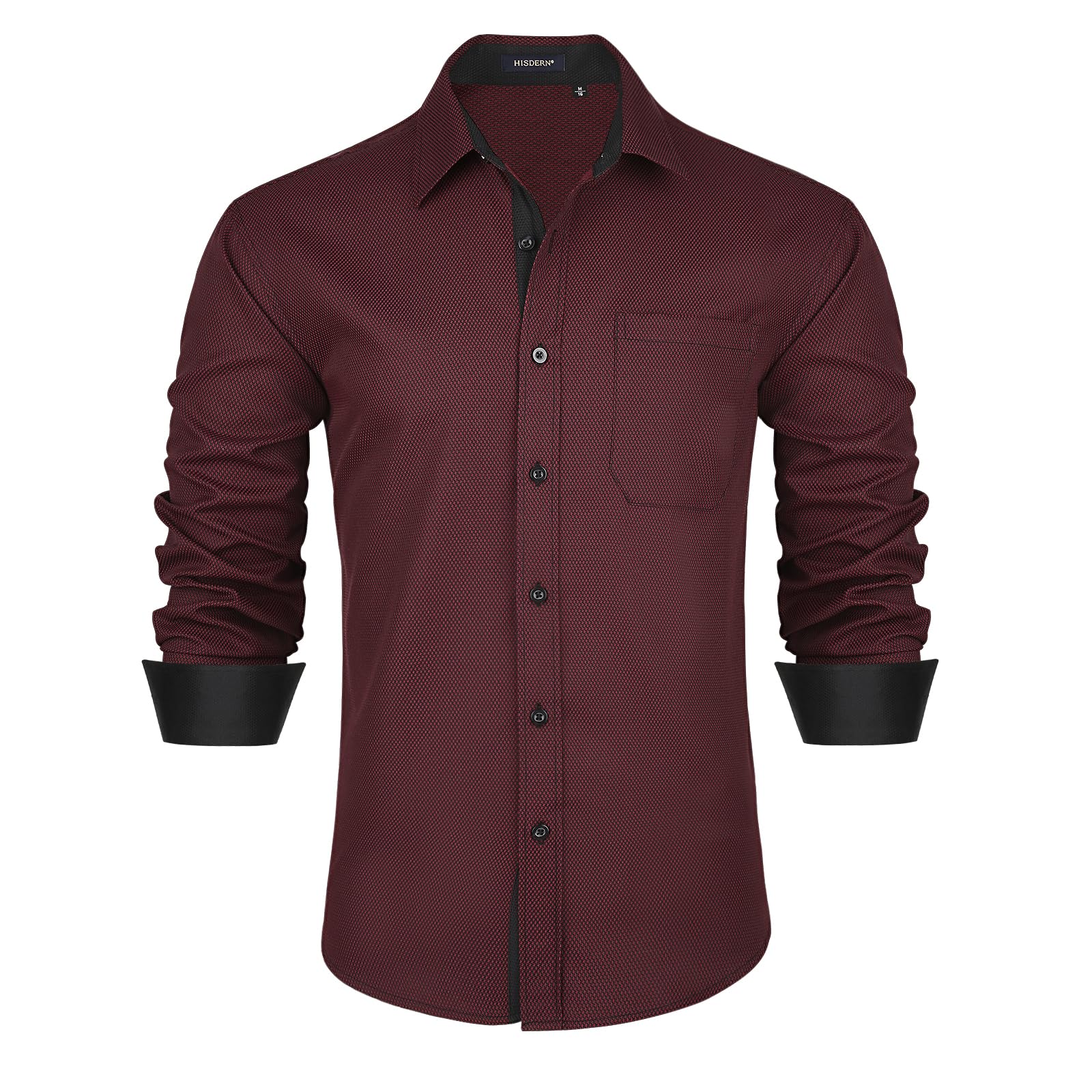 HISDERN Camisas Manga Larga para Hombres Formal Elegante Clásica Camisa de Algodon Camisas Casual para Hombre