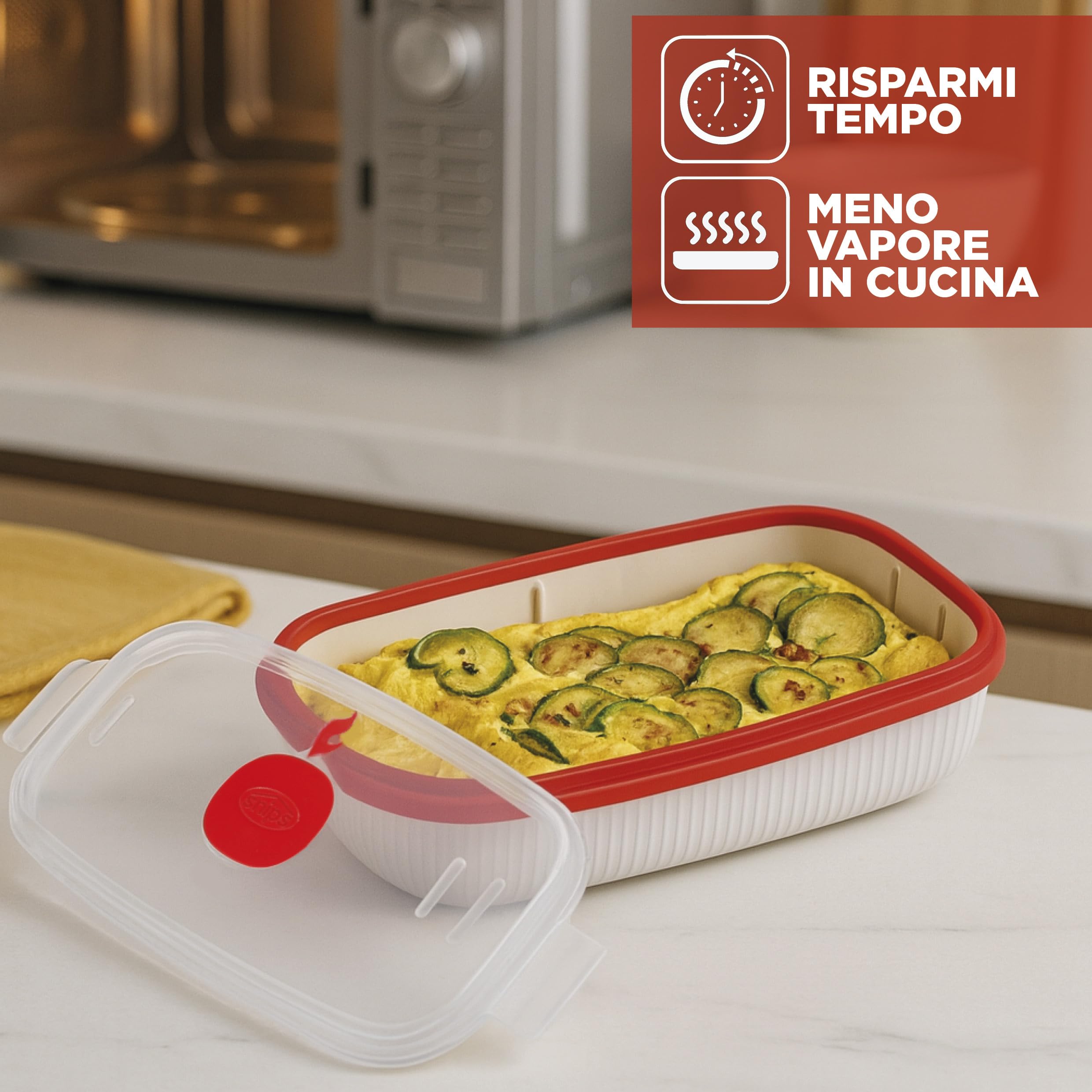 Snips Cuoci Uova, Frittata & Omelette per microonde, 0,75 LT, Colore Bianco, Contenitore per microonde, 24 x 12,5 x 6 cm, Made in Italy