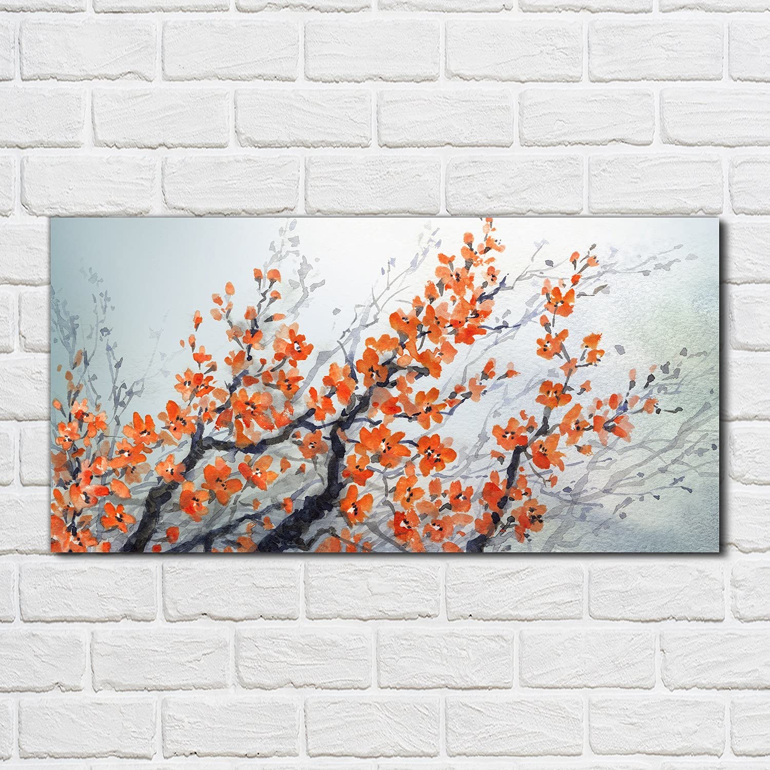 Coloray Pintura Vidrio Acrílico 100x50cm Sala De Estar Cocina Cuadro De Pared De Arte De Vidrio Acryl Mural - Tinta Ramas Flores Flores