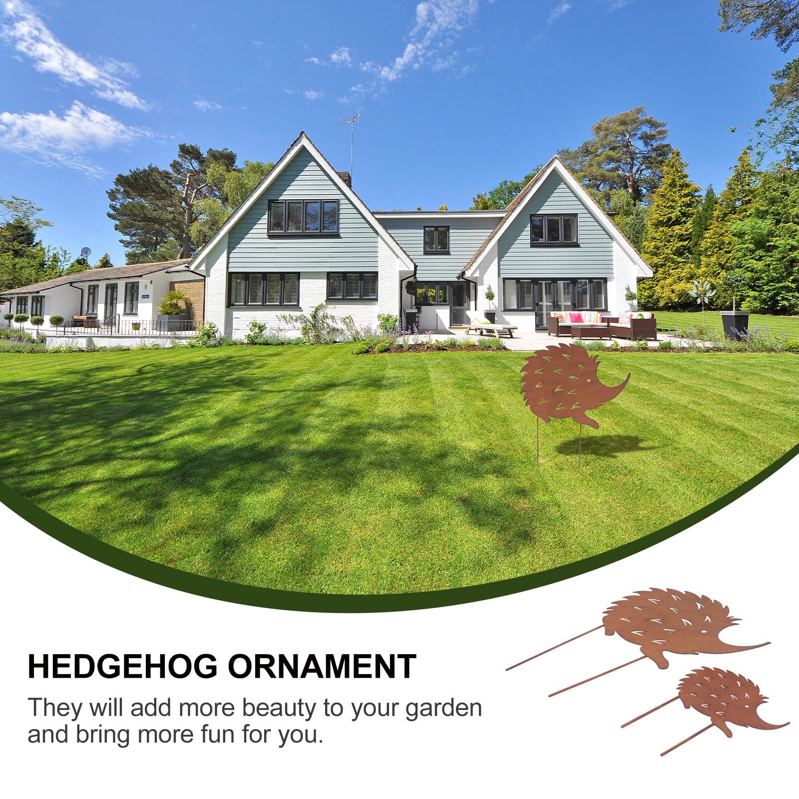 FRCOLOR 2 Stück Gartendekoration aus Schmiedeeisen Igel Familie Retro Stil Braun Gartentier Einsatzdekoration für Garten Geschenk mit Langlebiger Rostoptik