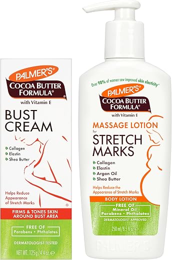 Palmer’s Cocoa Butter Cream 125g & Massage Lotion 250ml for Stretch Marks Pack
