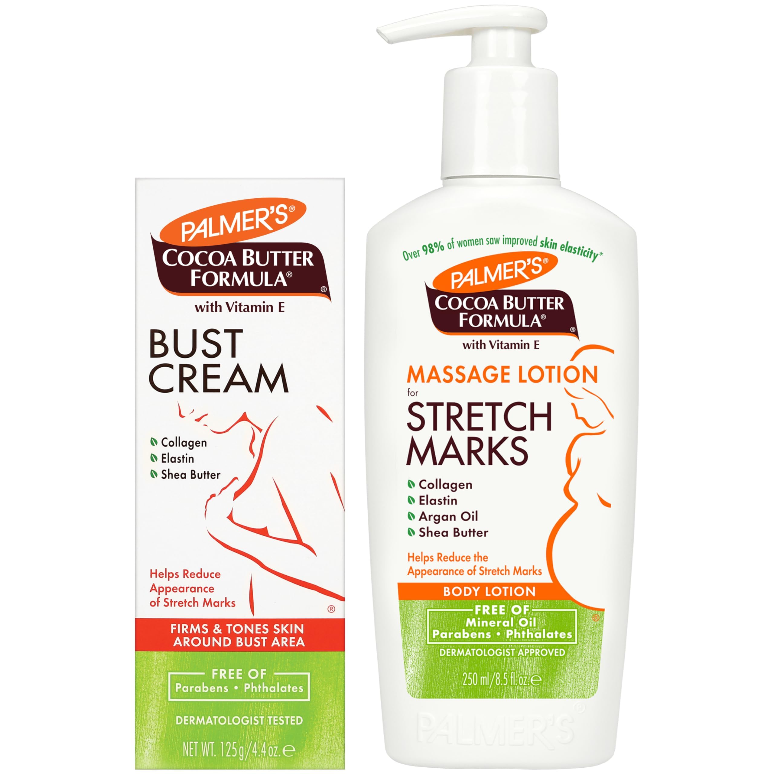 Cocoa Butter Cream 125g & Massage Lotion 250ml for Stretch Marks Pack