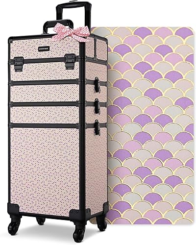 Vista 61 de BYOOTIQUE Cosmetology - Estuche rodante para almacenamiento de uñas, carrito de almacenamiento para maquillaje, maleta de peluquería de viaje