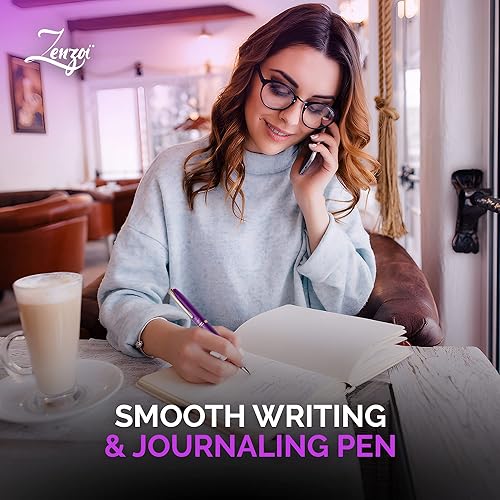 Miniatura 4 de ZenZoi Bolígrafo morado de lujo para mujeres y hombres de metal retráctil para una escritura suave Caja de regalo de gama alta con bolígrafo