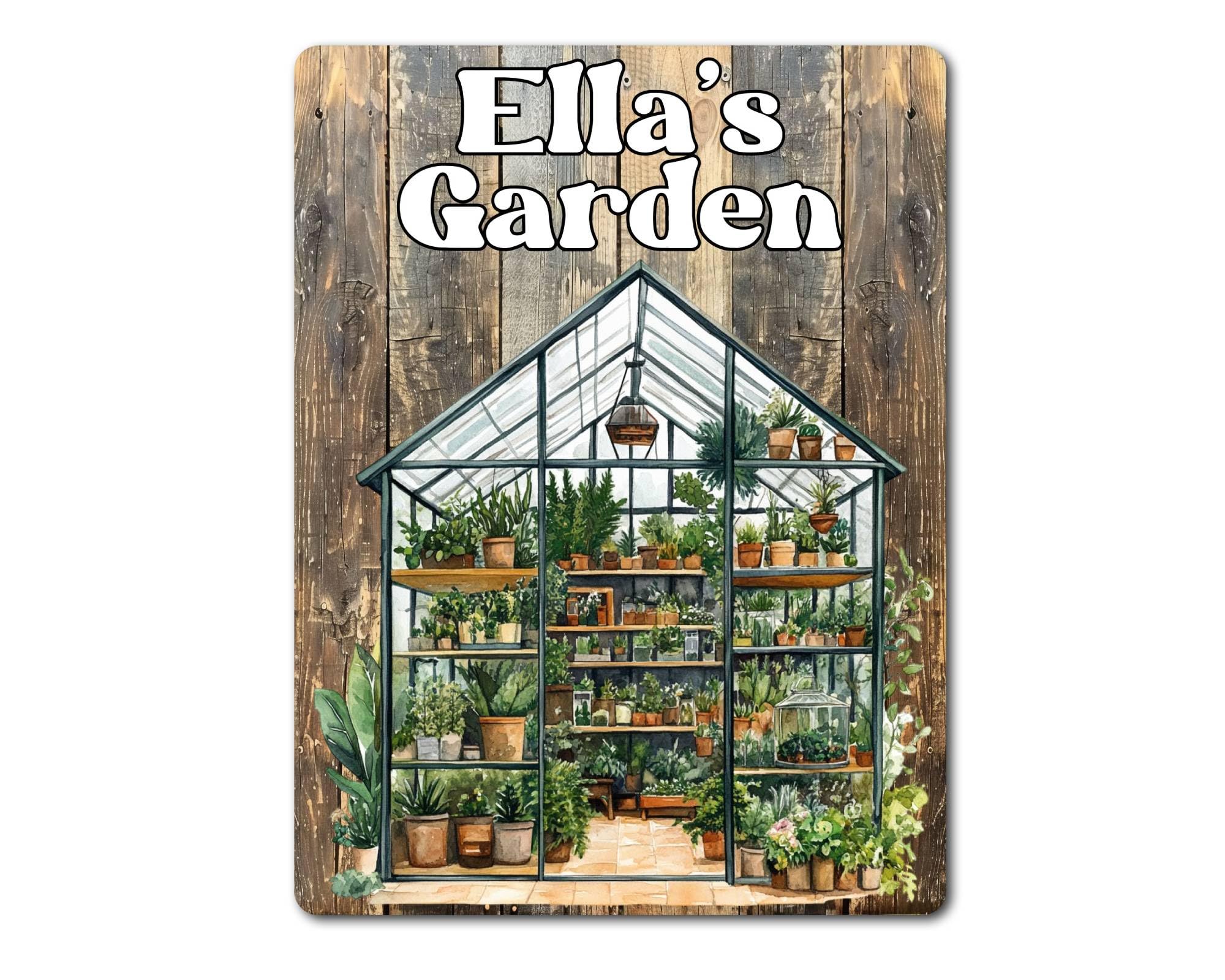 Decalarama Personalised Garden Metal Sign Gift – Any Name Garden Family Fun Greenhouse Home Novelty Aluminium Present