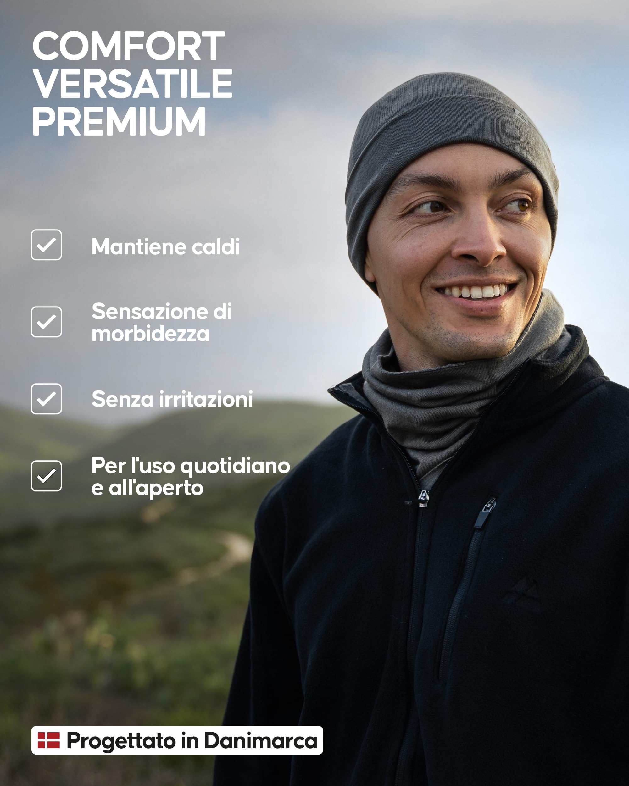 DANISH ENDURANCE Cappello Lana Merino, Berretto per Uomo e Donna, Beanie Sportivo