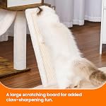 Heybly Wood Cat Tree for Indoor Cats, Cat Condo for Large Cats,Modern Cat Scratching Tower with Basket,Hammock,Dangling Ball and Leaves,Rustic Brown HCT120SR