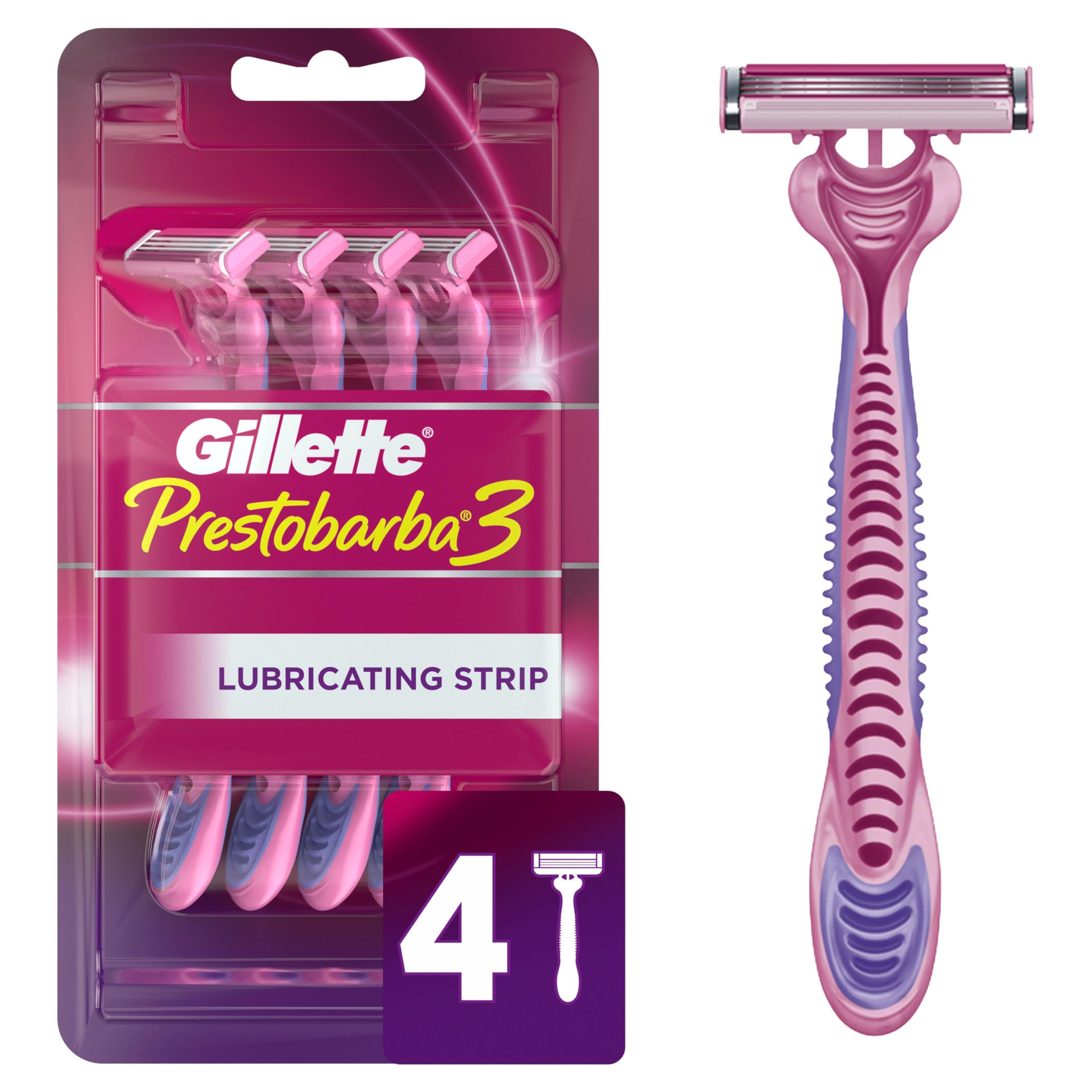 Gillette Prestobarba 3 Disposable Razors, 4 Count