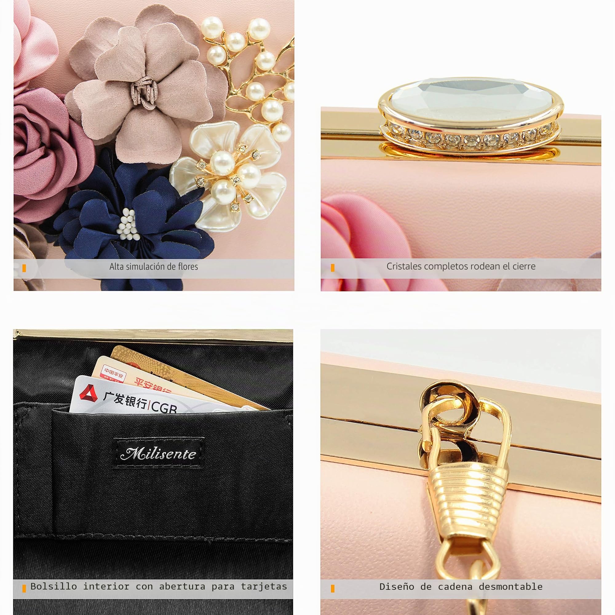 flor bolsa de noche mujer bolso de boda elegante embrague
