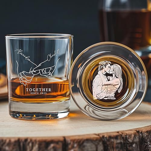 Miniatura 12 de Vaso de whisky personalizado, regalo para novio, regalos de bourbon para marido, hombre, vasos de whisky grabados personalizados, regalos para