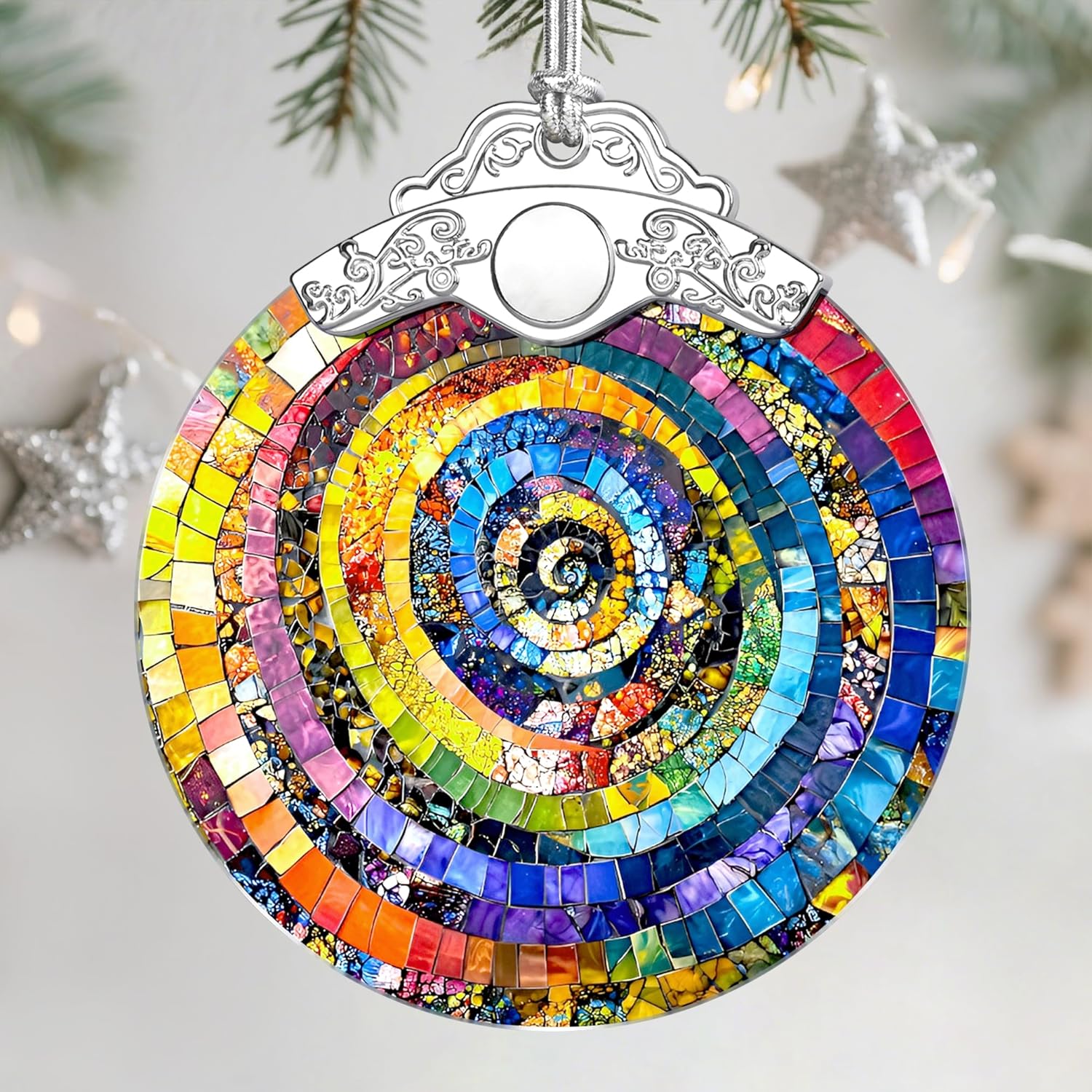 Christmas Ornaments: Stained Glass Ornament, Christmas Tree Ornament, Hanging Ornaments for Home Decor & Xmas Tree Decorations – Exquisite Holiday Decor, Gifts & Holiday Presents – Rainbow Spiral Christmas Ornaments: Stained Glass Ornament, Christmas Tree Ornament, Hanging Ornaments for Home Decor & Xmas Tree Decorations – Exquisite Holiday Decor, Gifts & Holiday Presents – Rainbow Spiral