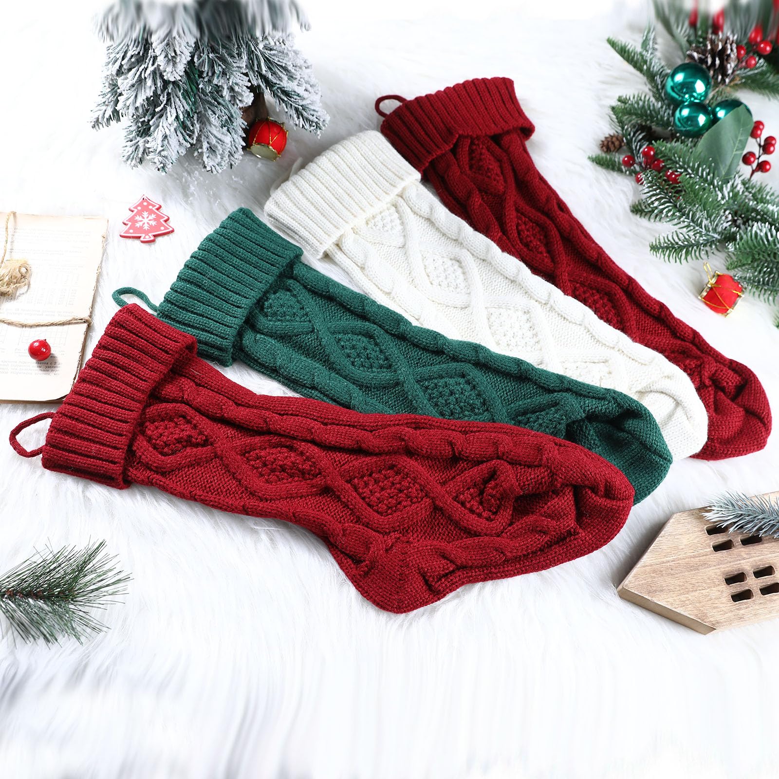 Calze natalizie a maglia, 40,5 cm, per camino, grandi