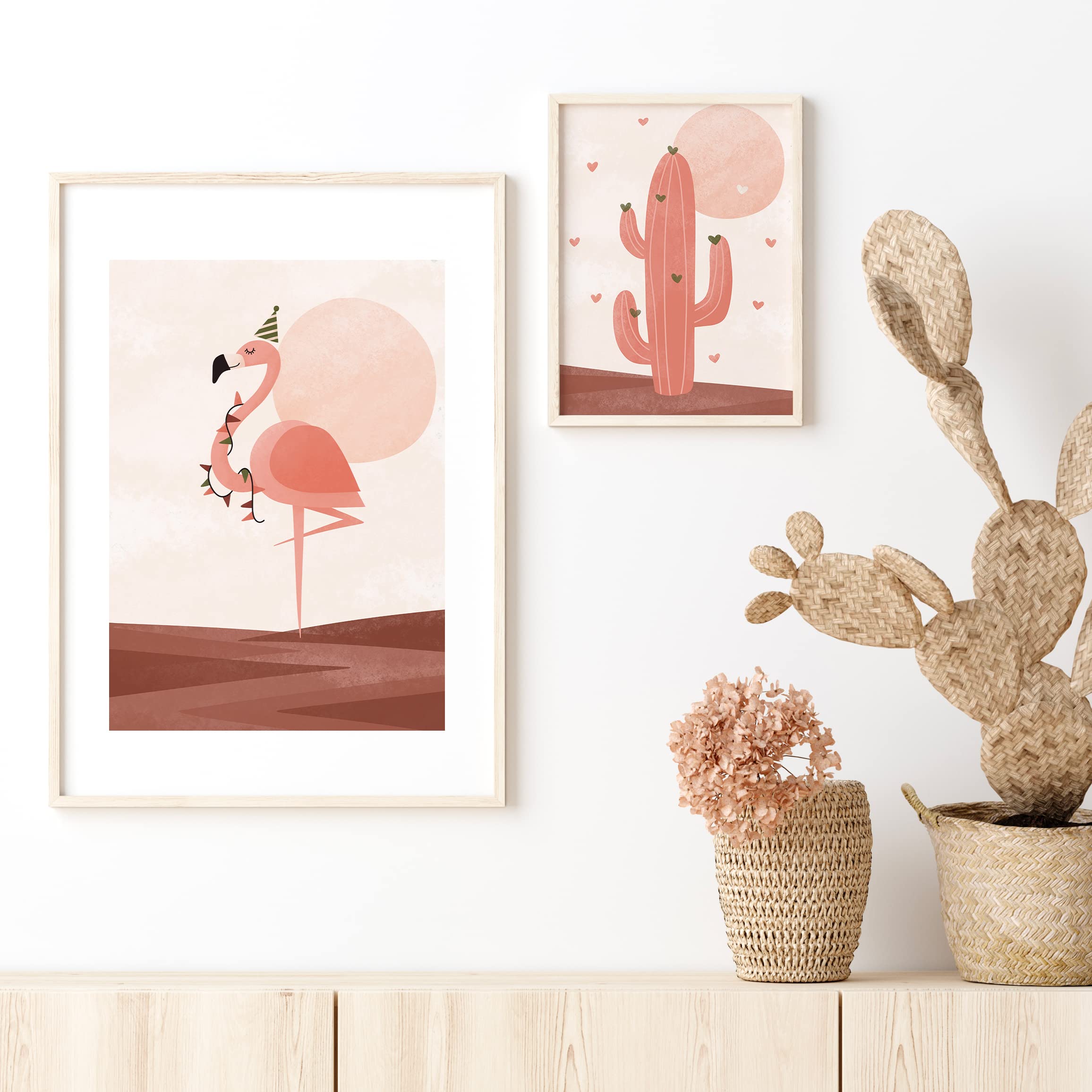 Lot De 5 Affiches Décoratives Pour Chambre Enfant - Animaux Mignons, Fabrication Française, Papier Recyclé - Plusieurs Thèmes (bleu, Rose, Vert, Jaune)