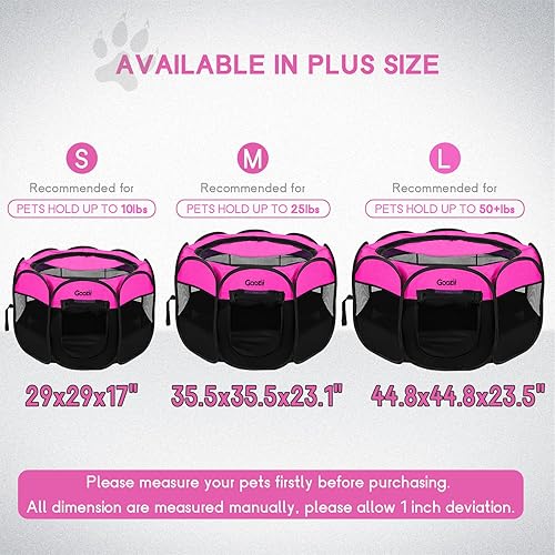 Miniatura 5 de GOOZII Corralito para gatos de interior cerrado, portátil, plegable, corralito para perros al aire libre, jaula con cubierta superior y cremallera,