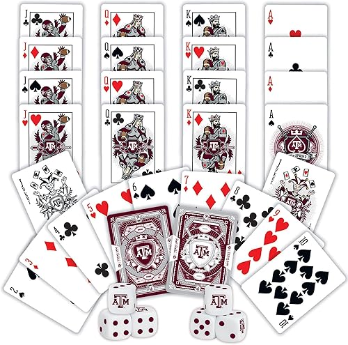 Miniatura 4 de Masterpieces Game Day - NCAA Texas A&M Aggies - Paquete de 2 cartas de juego y dados - Juego con licencia oficial para adultos y familia