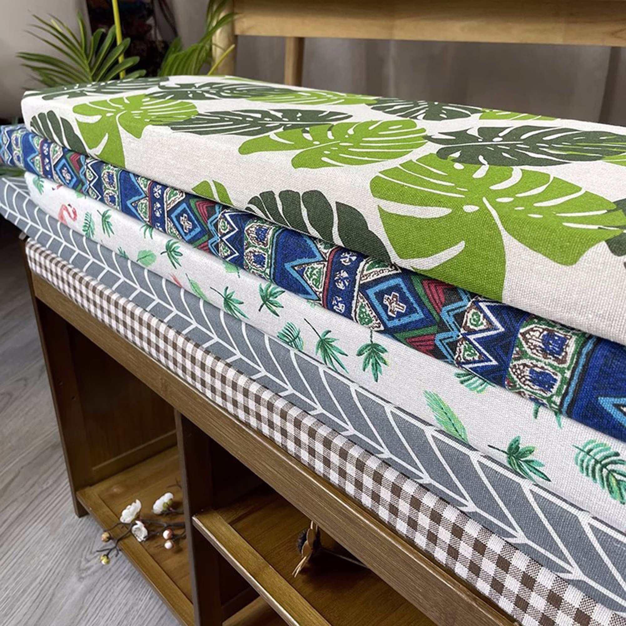 XIEMINLE Cuscini Per Sedie Con Laccetti - 4 Pezzi Beige, Imbottiti In Memory Foam, Per Cucina, Soggiorno, Ufficio (36x38x4 Cm)