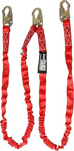 Vista 10 de Palmer Safety L122233 Cordón de Seguridad de Doble Patas de 6 Pies con Amortiguador de Impacto Interno con Conectores Dobles Pelican I Cordones