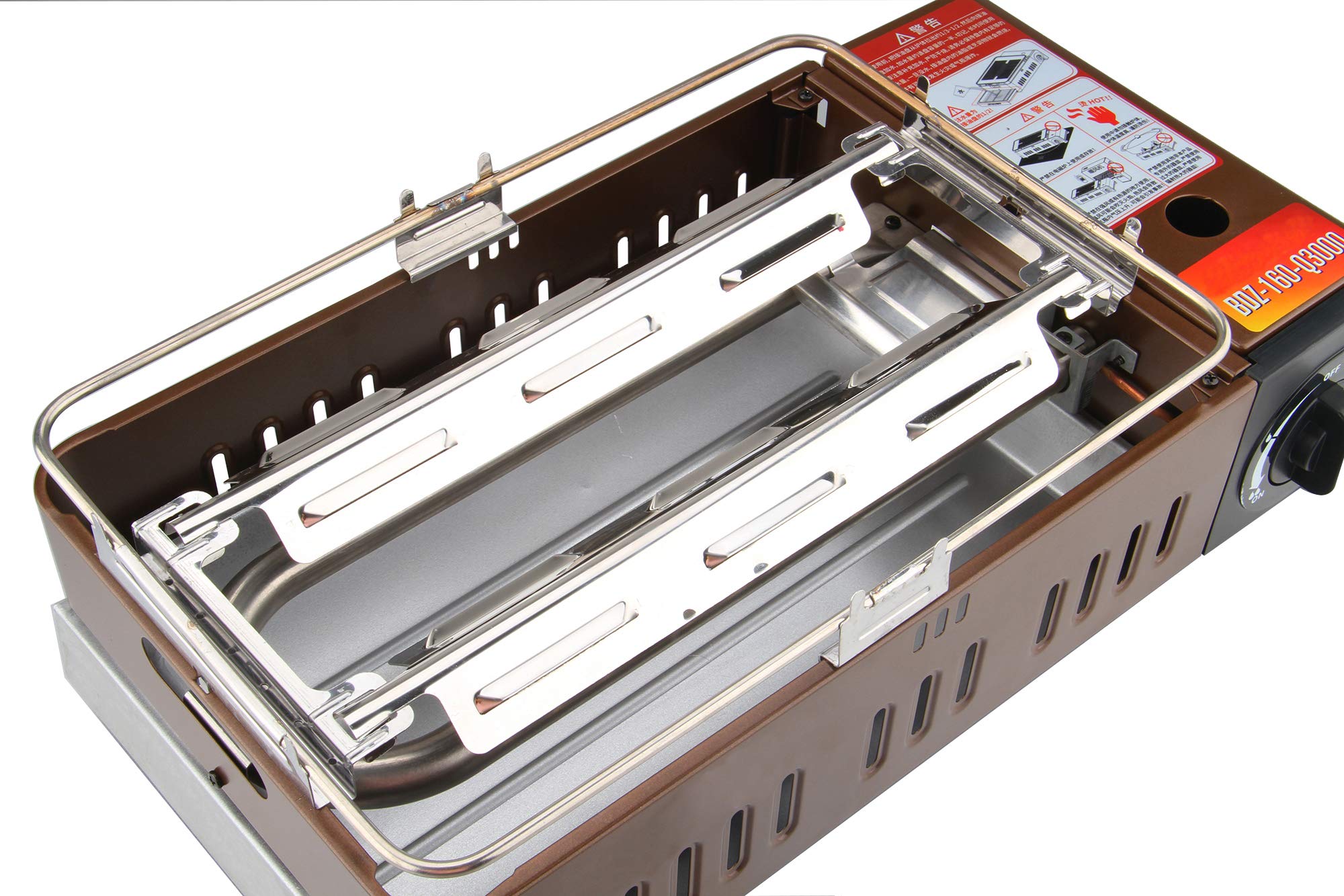 IMEX Camping BBQ grill gazowy, przenośny grill stołowy z nakładkami, kratka grillowa 2200 W