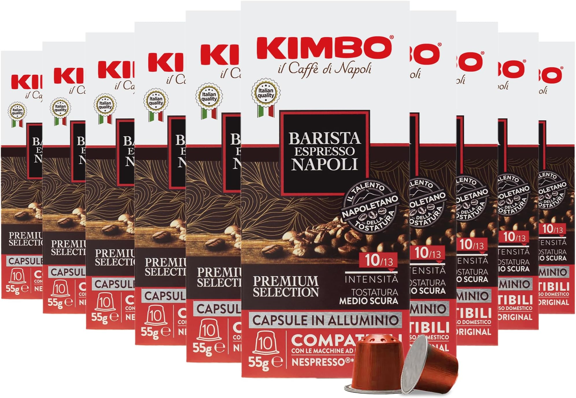 Kimbo Coffee, Espresso Barista Napoli, Nespresso Compatible, Coffee Pods, 10x10