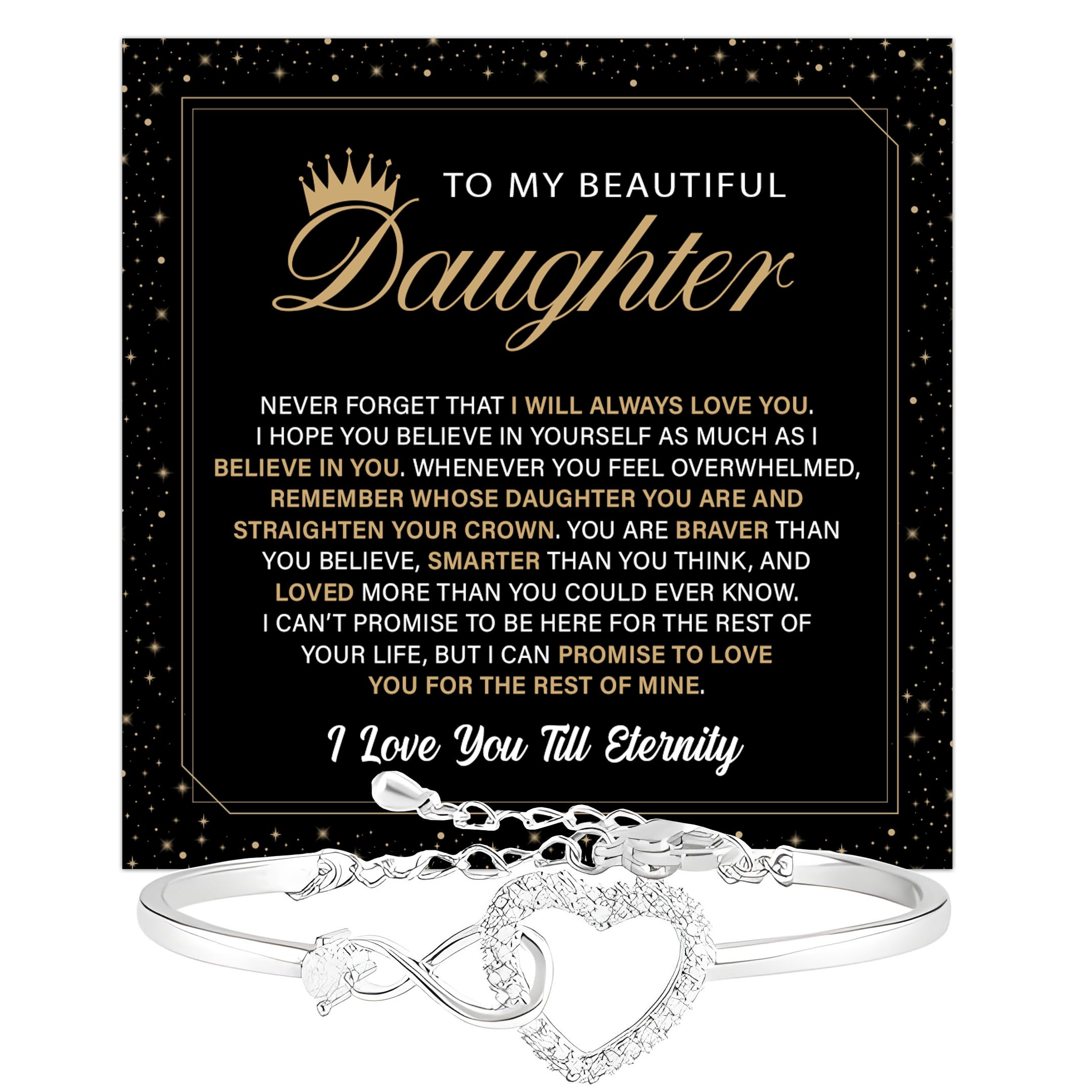 To My Daughter Bracelet, Gift from Mom or Dad, Meaningful Jewelry Keepsake for Her, Inspirational Message Bracelet, Parent to Daughter Gift for Birthday, Graduation, Christmas or Special Occasion