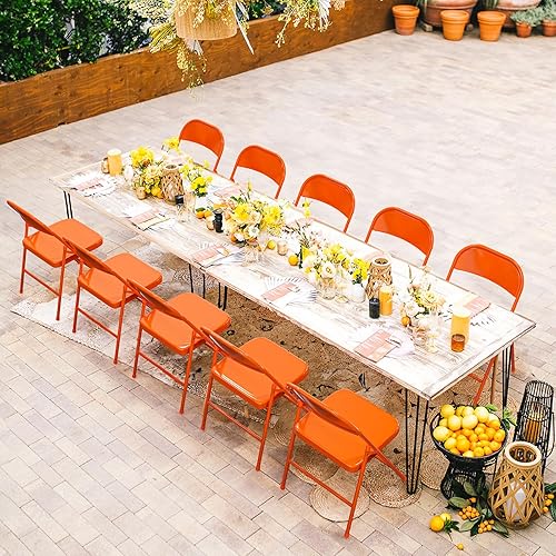 Miniatura 2 de VINGLI Sillas plegables con marco de metal de acero, capacidad de 350 libras, duraderas, portátiles y versátiles para uso en interiores y