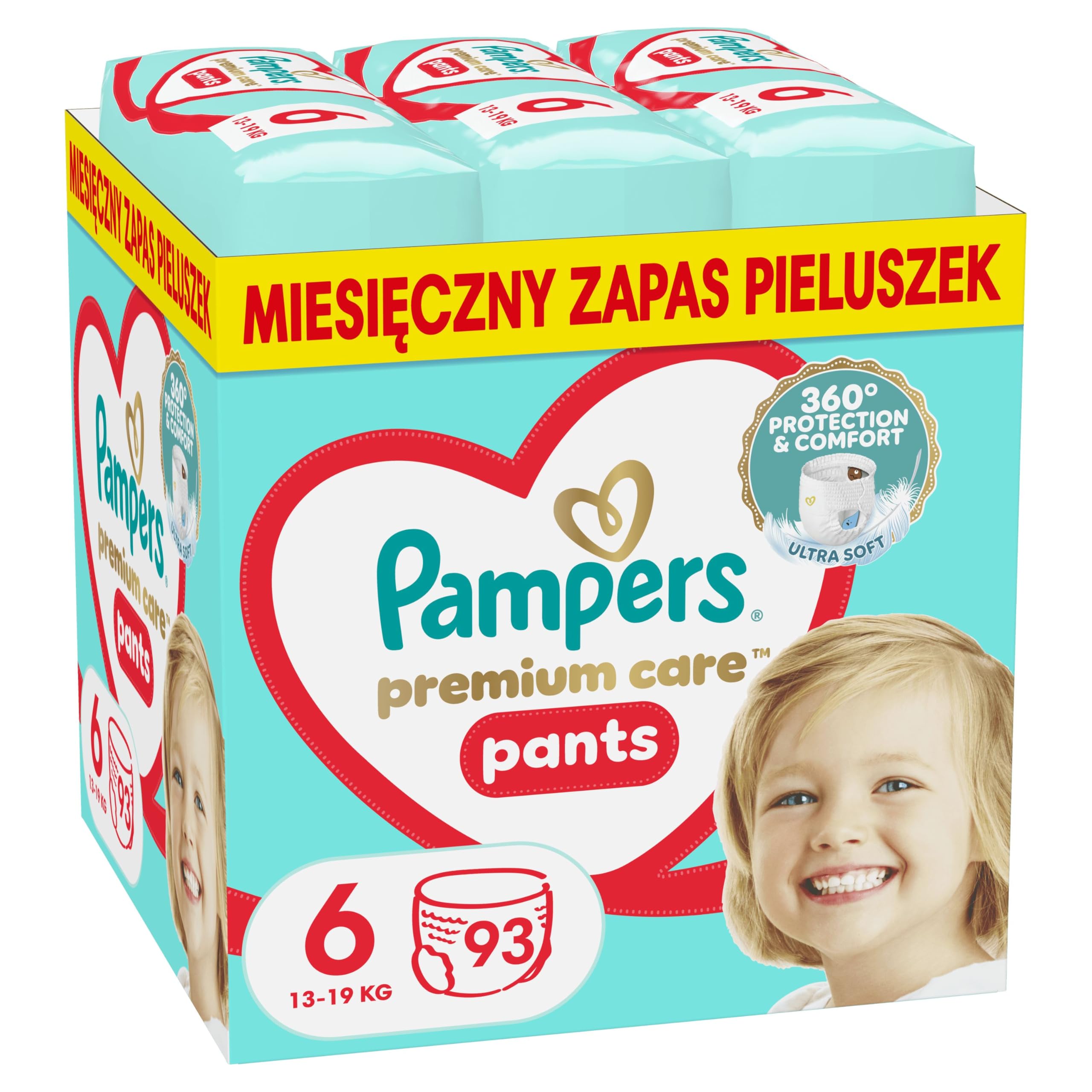 Pampers Premium Care Pieluchomajtki, rozmiar 6, 93 pieluszek, 13kg-19kg