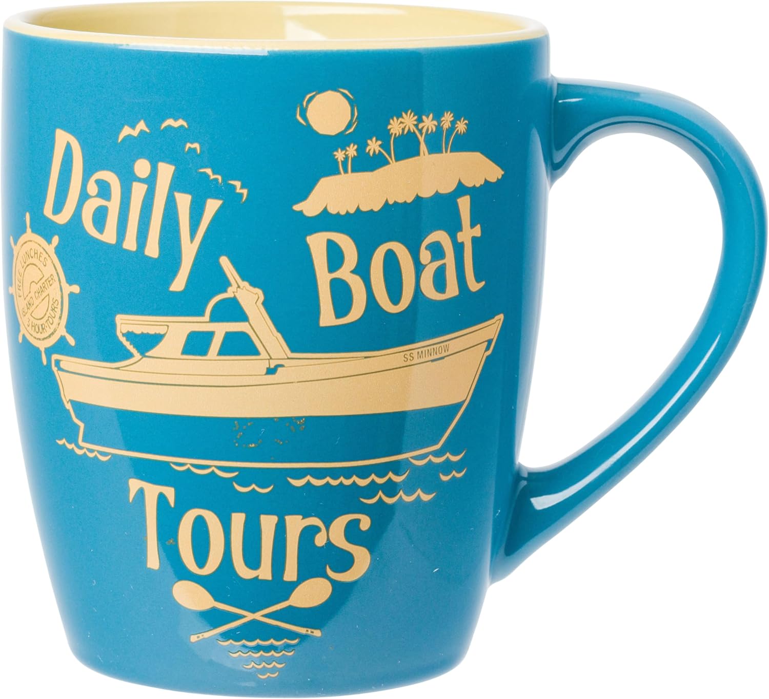 Silver Buffalo Gilligan's Island “Daily Boat Tours” Jumbo Curved Ceramic Mug, 25 Ounces