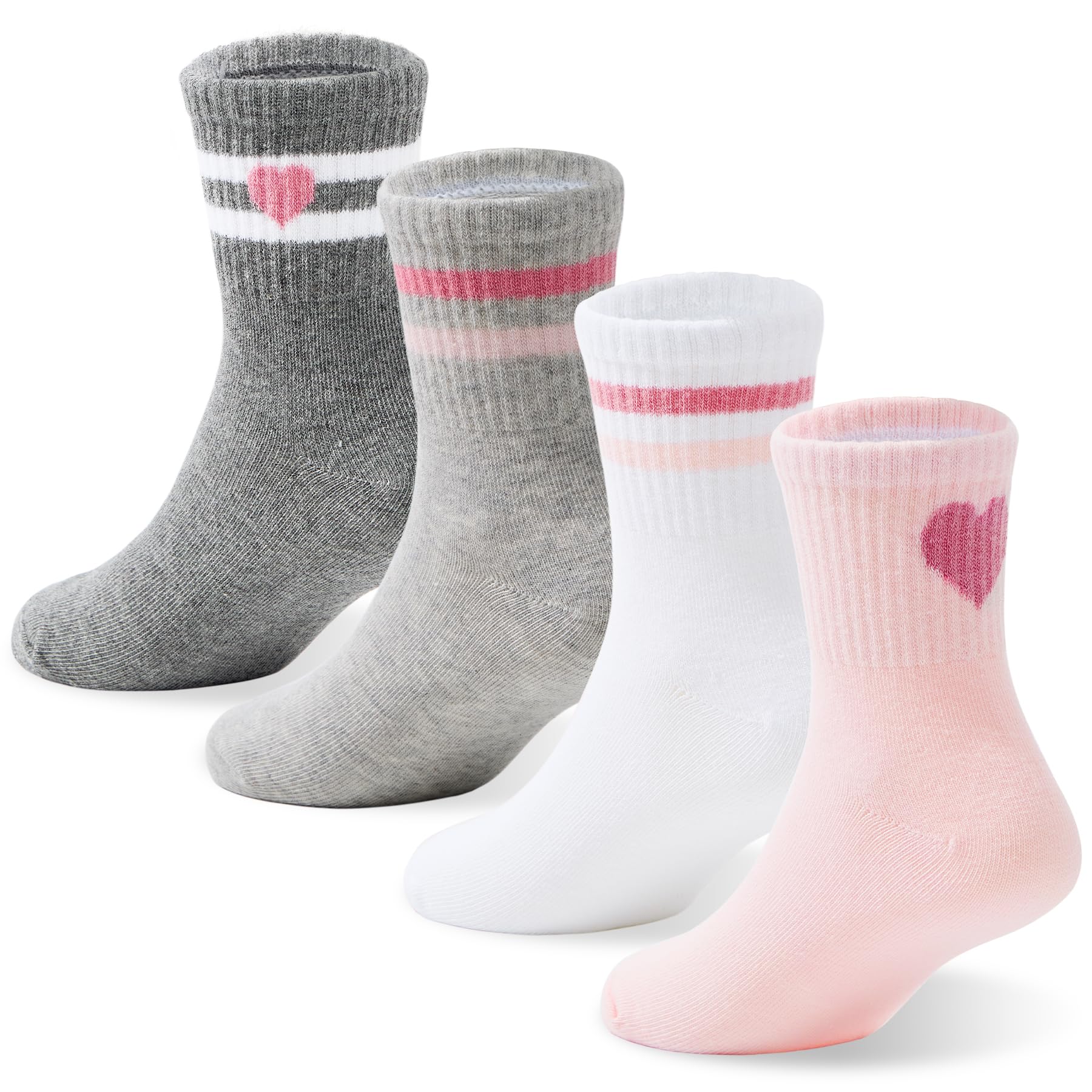 Zando Girls Striped Athletic Socks Kids Soccer Crew Socks School Uniform Cotton Ankle Socks for Toddler