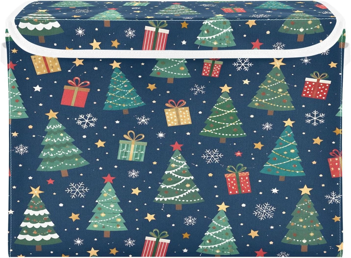 Navy Gift Tree Storage Bin with Lid Collapsible Box 1 Pcs