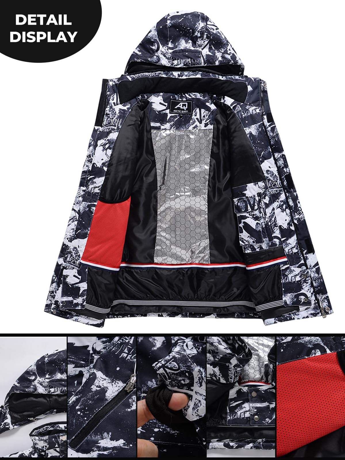 HOUZONIY Conjunto de traje de esquí para hombre, traje de nieve, cálido, resistente al viento, 2 piezas