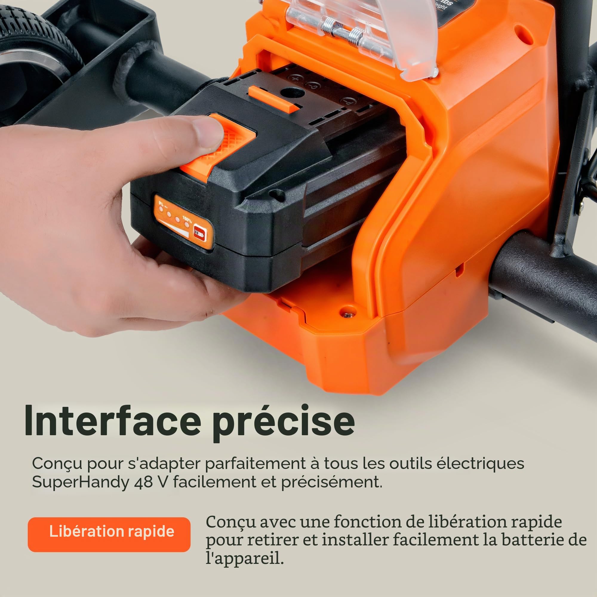 SuperHandy Accumulateur lithium-ion professionnel super résistant 48 V CC 2 Ah 88,8 W heures (accumulateur pour scooter de mobilité SuperHandy treuil, tarière et plus)