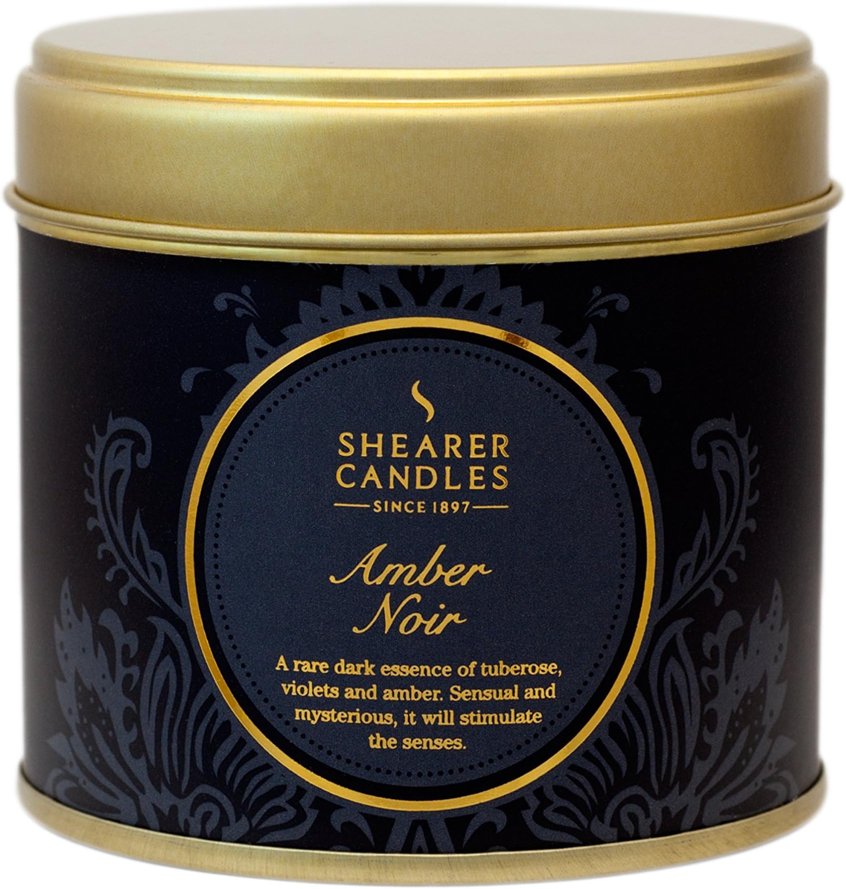 Candles Amber Noir Large Scented Gold Tin Candle, Black