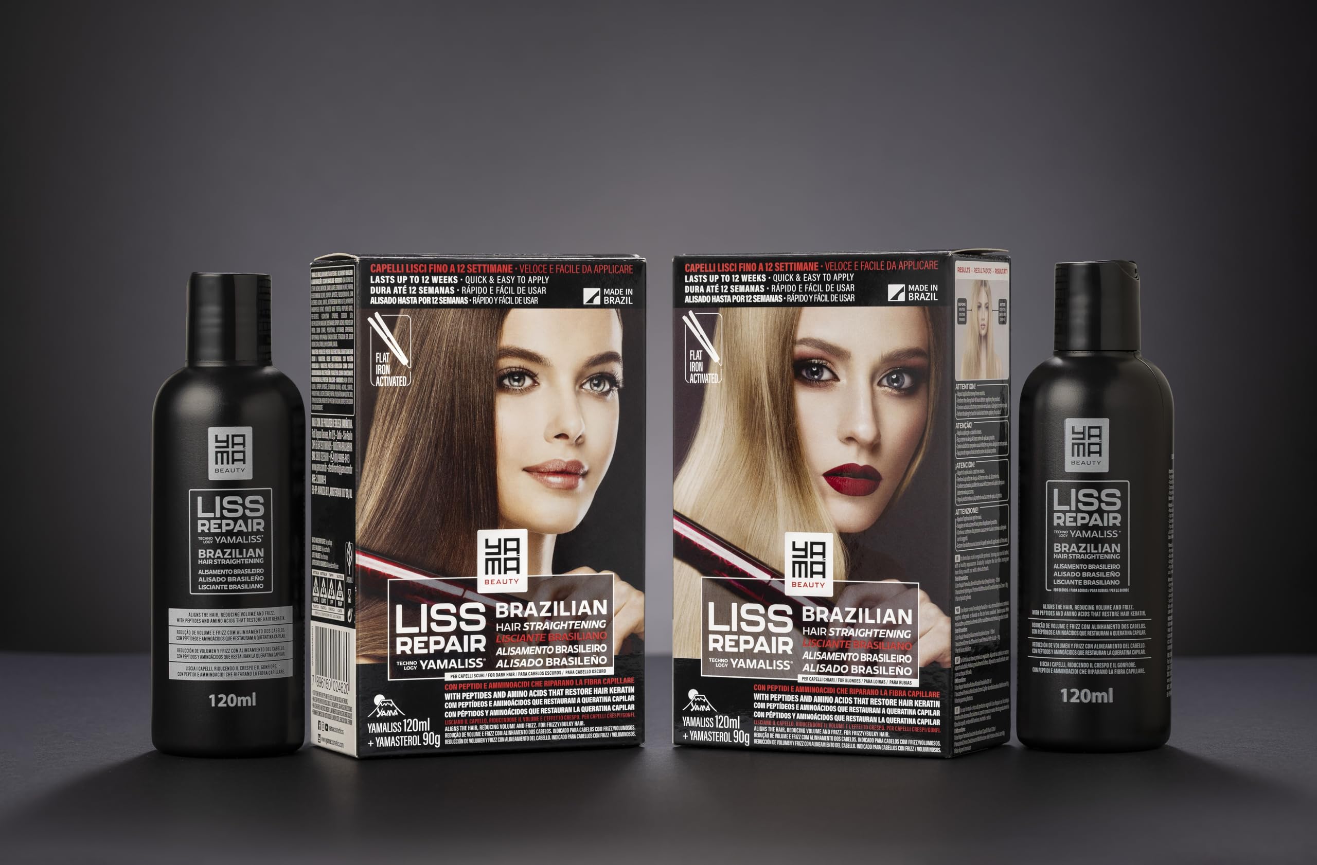 Yama Yamaliss LISS REPAIR KIT Lisciante Capelli alla cheratina Brasiliano 120ml + 90g | per capelli scuri | Fino a 12 settimane | con peptidi e aminoacidi che ripristinano la keratina dei capelli