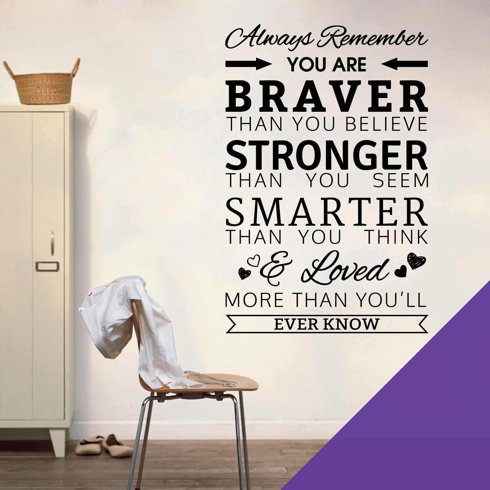 Always Remember, You are Braver Than You Believe, Stronger Than You Seem - Quote Decal Wall Sticker [Medium] [Purple] — image 1