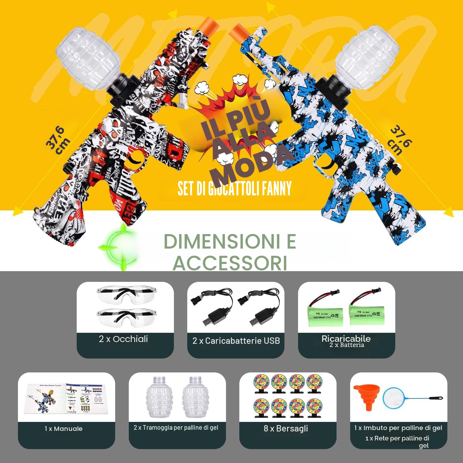 Set di 2 Giocattoli Gel Blaster, Giocattolo Dual Model Gel Splatter per Attività all'Aperto, Gioco di Squadra, Natale, Halloween, Capodanno, Compleanno