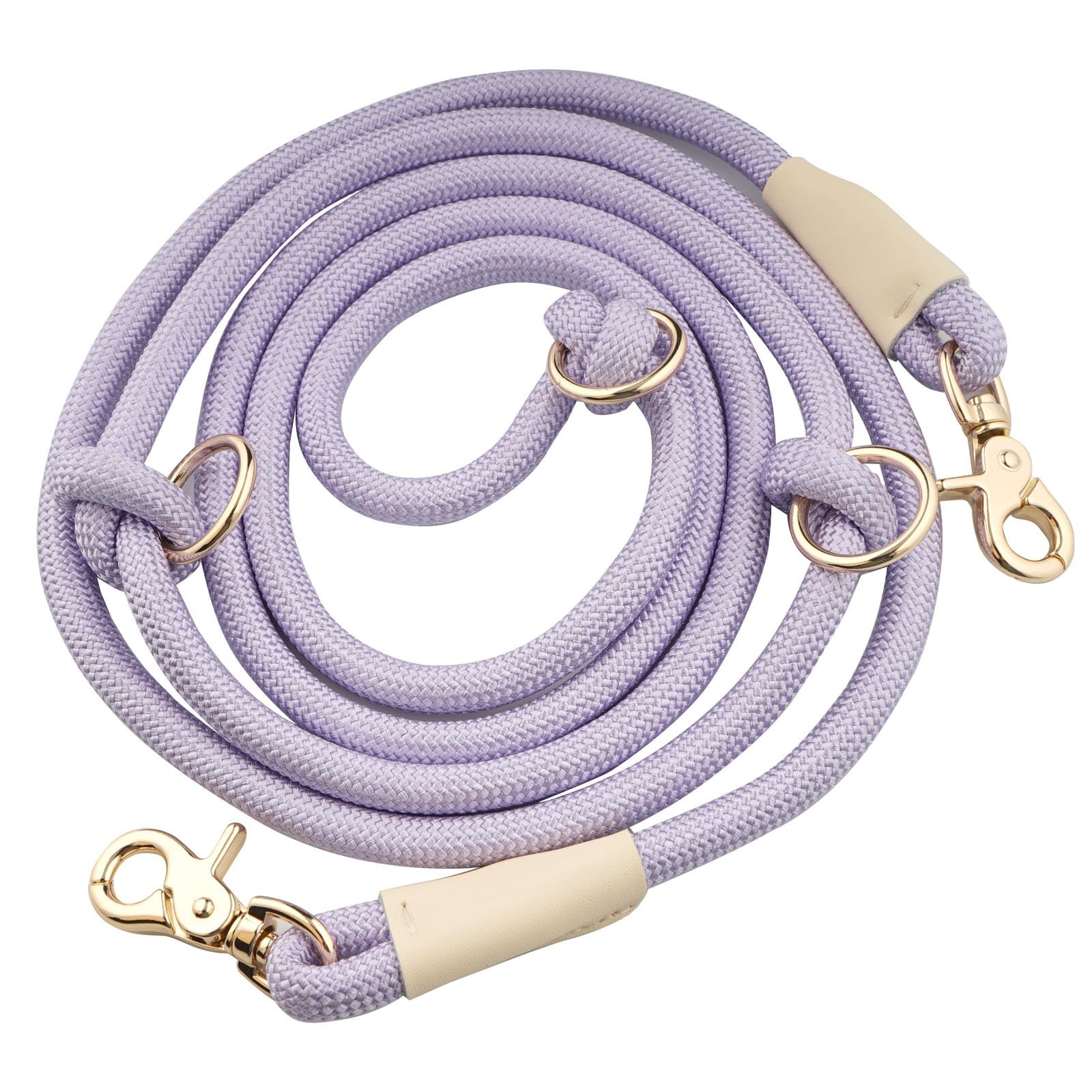 8.5 ft Nylon Rope Hands Free Dog Leash for Running Small Medium Large Dogs, Waist Leash for Dog Walking, Adjustable Crossbody Shoulder Lead (Light Purple, 8.5FT x 10mm)