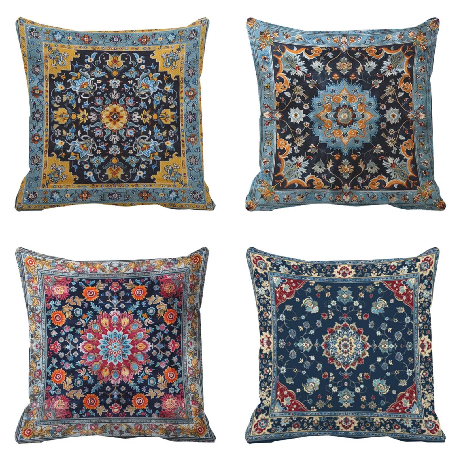 Housse de Coussin 35x35 Marine en Lin Imperméable pour Salon de Jardin