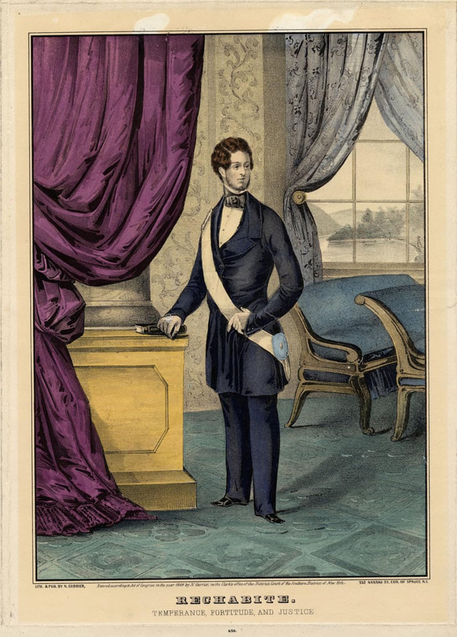 POSTERIIk Vintage Art Print Images Pictures Print Rechabite Temperance Fortitude and Justice by Nathaniel Currier Modern Colour Posters for Office Home Decor 60x90cm