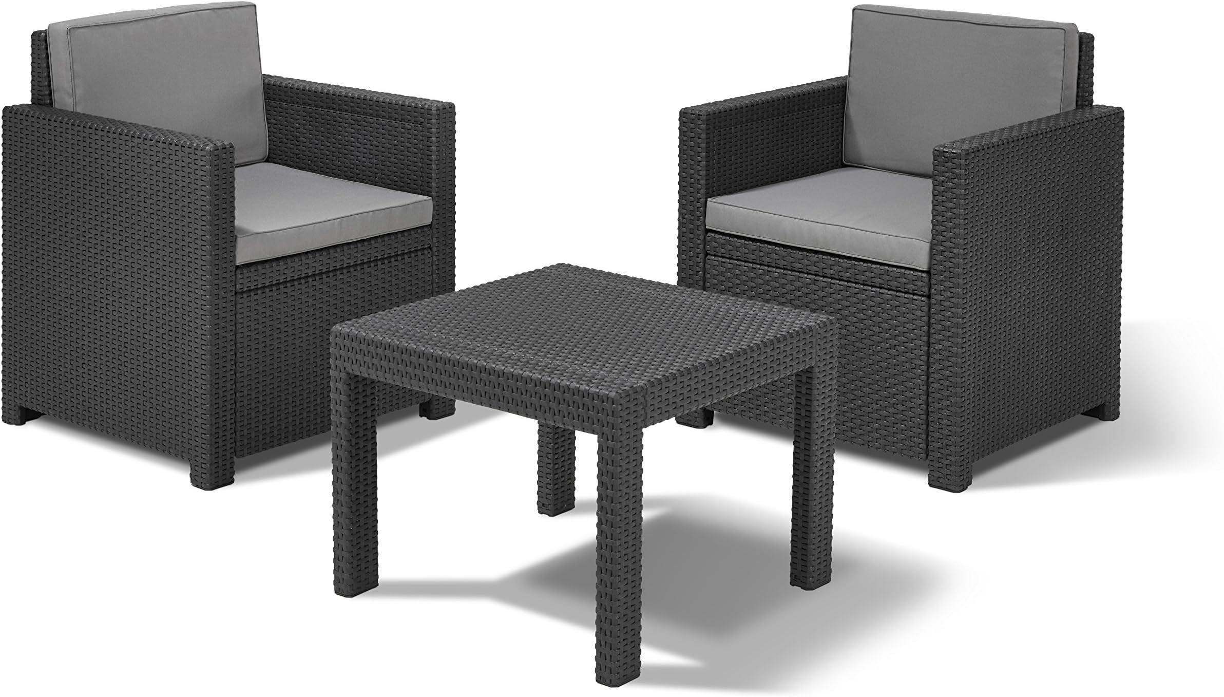 Keter 17197637 Lounge Set Rio, rattan look, plastic, White, 77.5 x 76 x