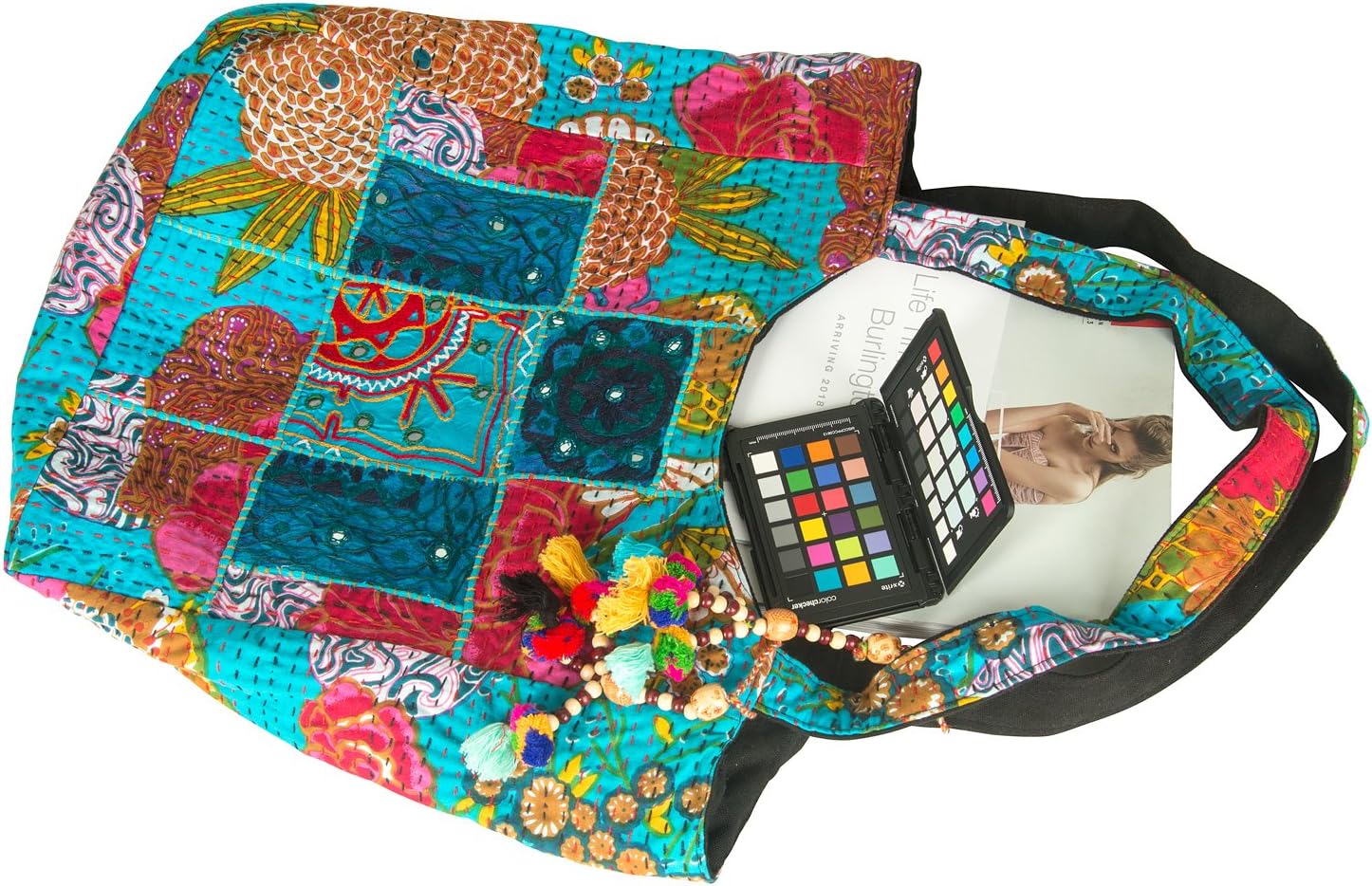 TribeAzure Large Oversize Blue Canvas Hippie Hobo Boho Tote Shoulder Bag Handbag Unique Tote Quilt Beach Travel Summer - Image 3