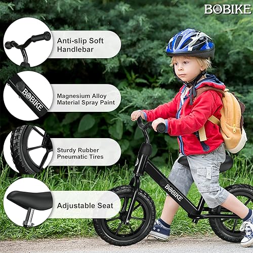 Miniatura 3 de Bicicleta de equilibrio para niños de 2 a 5 años, asiento ajustable y manillar sin pedal, bicicleta de entrenamiento sin pedales, el mejor regalo