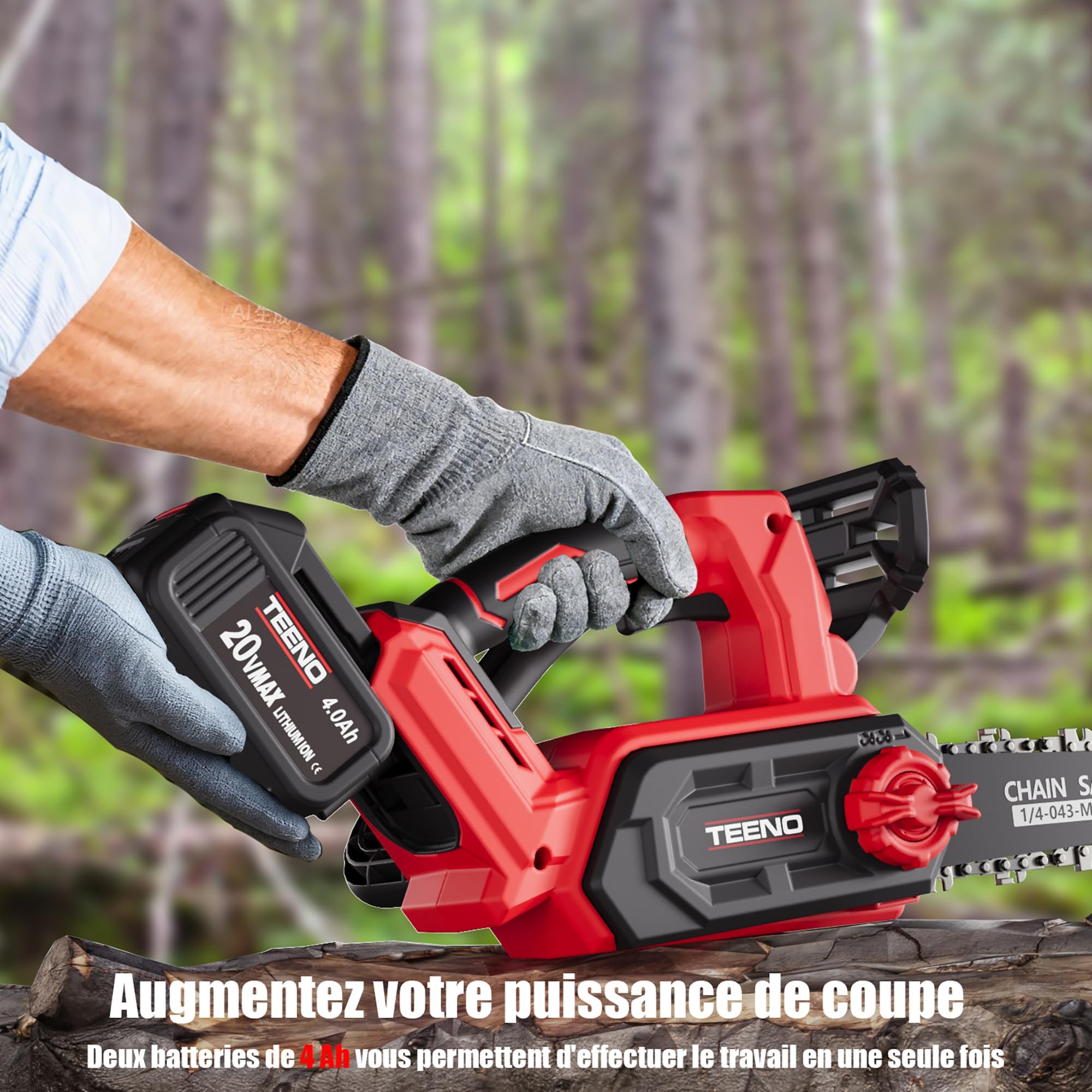 Tronçonneuse à Batterie 12 Pouces sans Fil Moteur Brushless 1200W