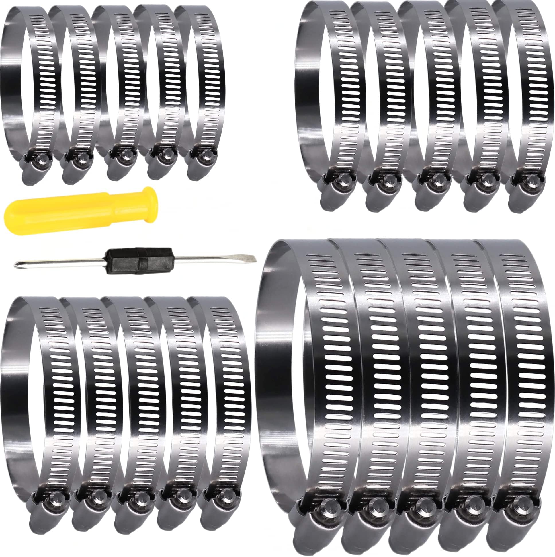 Twdrer 12 Pack 4" 304 Stainless Steel Duct Clamp Worm Gear