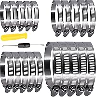 Vista 1 de Juego surtido de 20 abrazaderas de manguera de engranaje helicoidal de acero inoxidable 304 de 1.732-4.252 in de rango ajustable de 2 pulgadas, 3