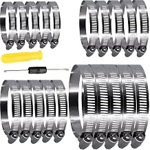 20pcs 304 Stainless Steel Adjustable 44-108mm Range Worm Gear Hose Clamps Assortment Kit from 2 Inch, 3 Inch, 4 Inch Fuel Line Hose Pipe Clamp for Dryer Vent Hose clamps Silver