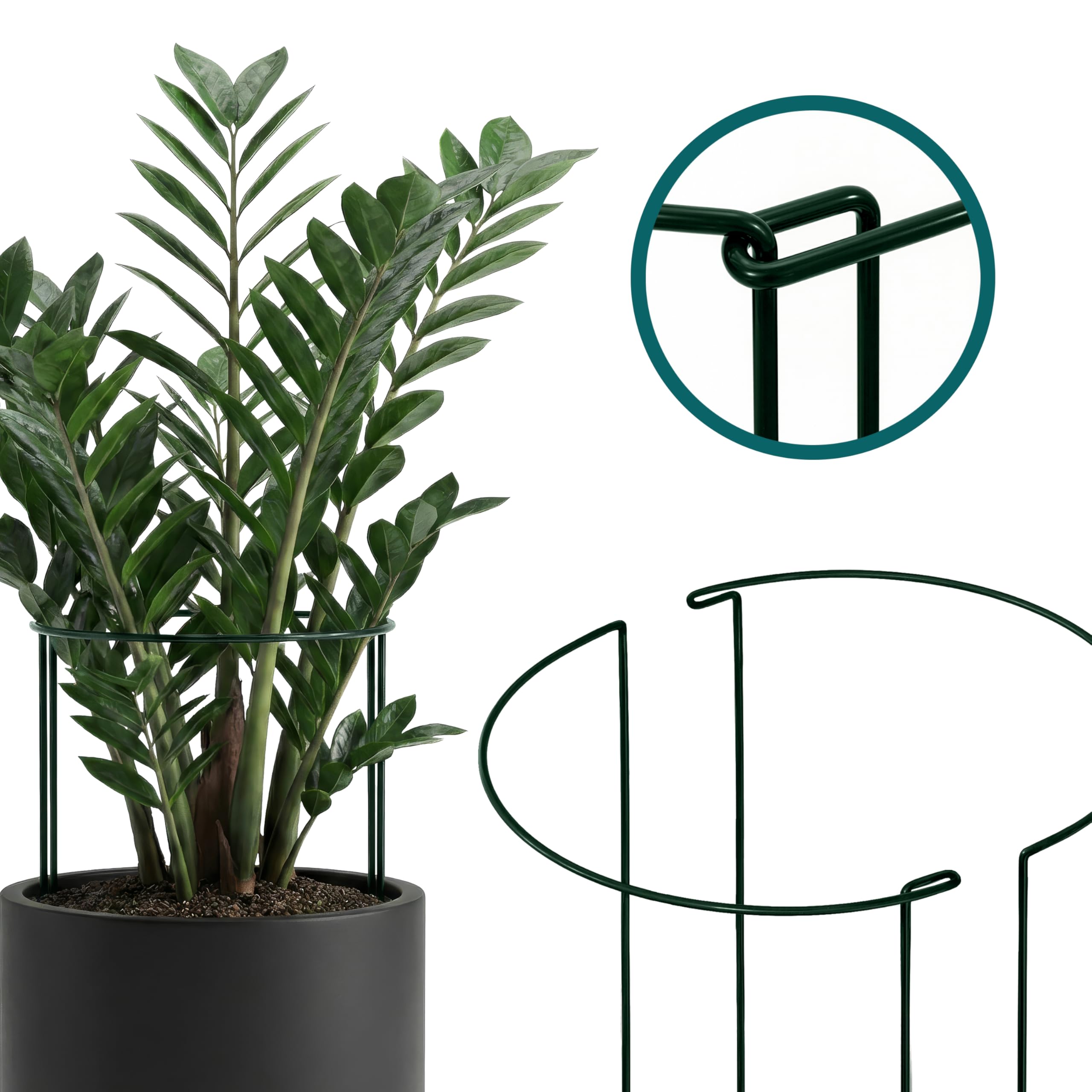 Sillar 10 Tuteurs pour Plantes Semi-Circulaires 25 x 40 cm, Support Plante Jardin en Fer Revêtu, pour Pivoine, Hortensia, Rosier, Tomates, Fleurs, Plantes Grimpantes, Protection Vent