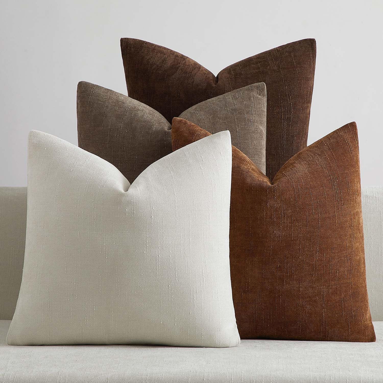 JUSPURBET 16x16 Decorative Pillow Covers Set of 4 Throw Pillow Covers for Couch Sofa Bed Cozy Chenille Cushion Covers Cases with Hidden Zipper for Living Room Home Decor,Mocha Mousse Mocha Mousse 16" x 16" (Pack of 4)