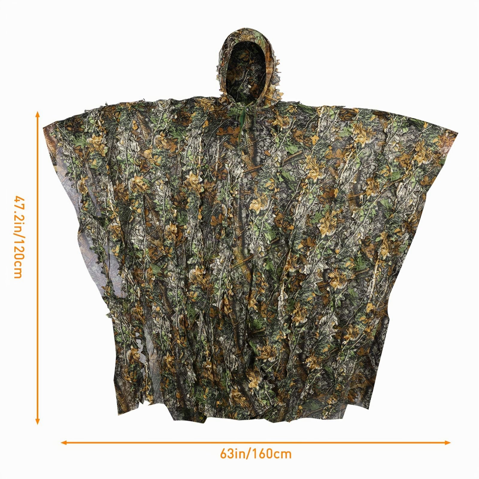 Poncho de camouflage Ghillie en 3D - Motif feuilles - Pour la chasse et la chasse