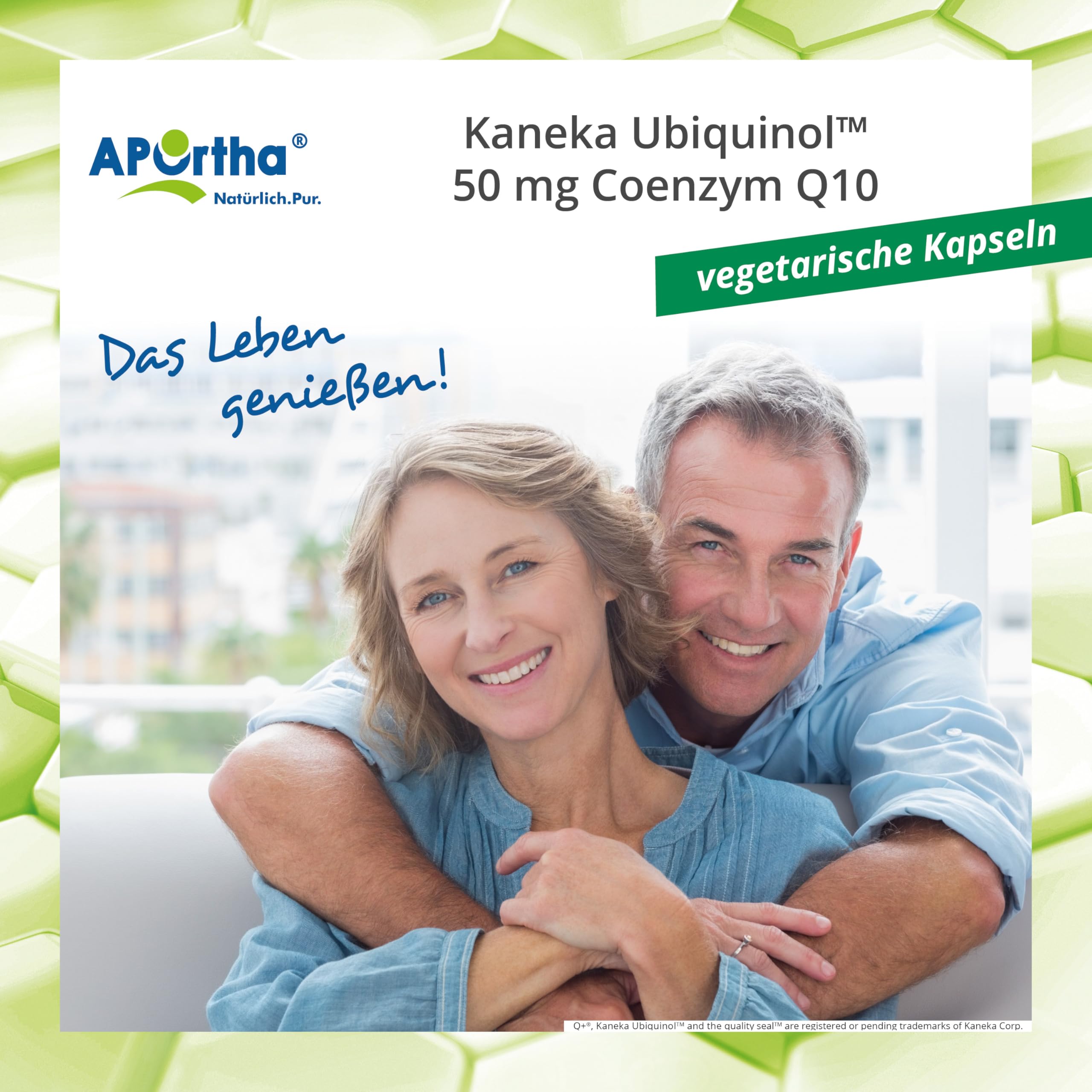 APOrtha Kaneka Ubiquinol Coenzym Q10 50 mg 120 Kapseln, Premium CoQ10 hochdosiert 50mg für 2 Monate, Hohe Bioverfügbarkeit durch bioaktives Ubiquinol, 2-fach Patentierter Rohstoff